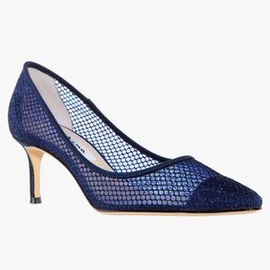 Navy closed toe pumps